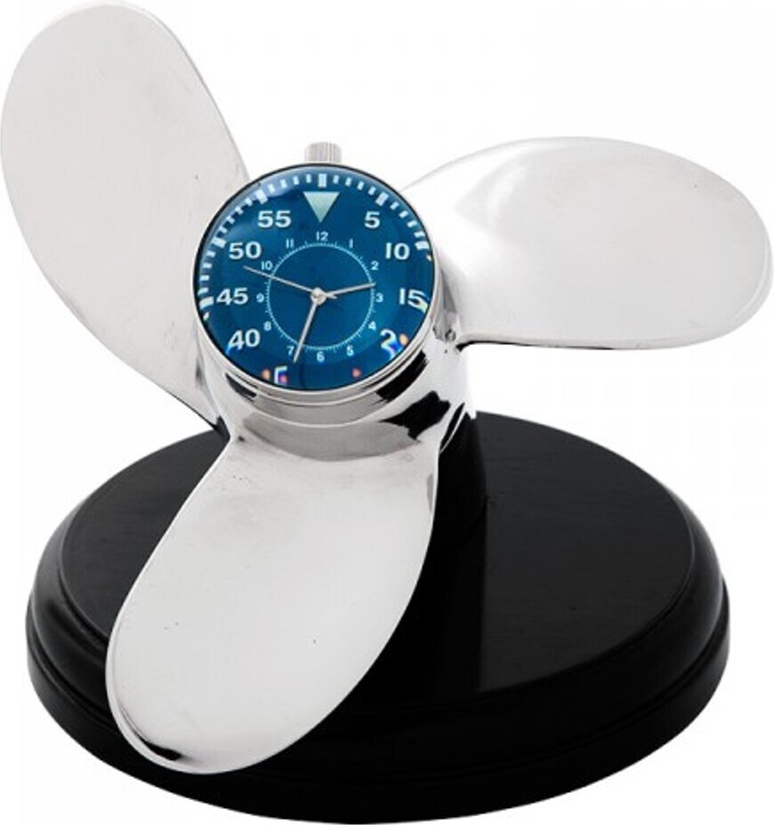 Demotex GmbH Casa Padrino Designer Luxus Tisch Uhr Marine Schiffsschraube - Eyecatcher Seefahrer Uhr