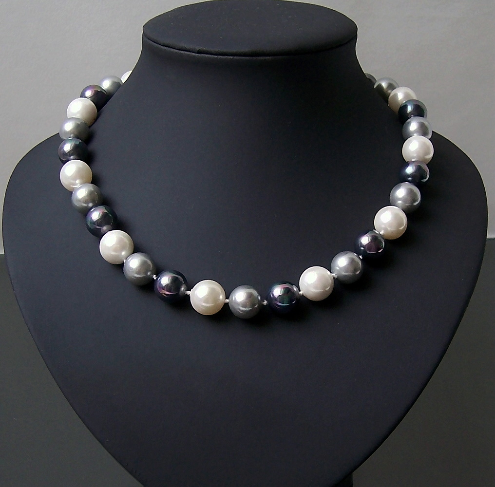 Perlen ca  8-12 mm  NEU Muschelkernperlen Collier Perlen Kette Länge 120 cm