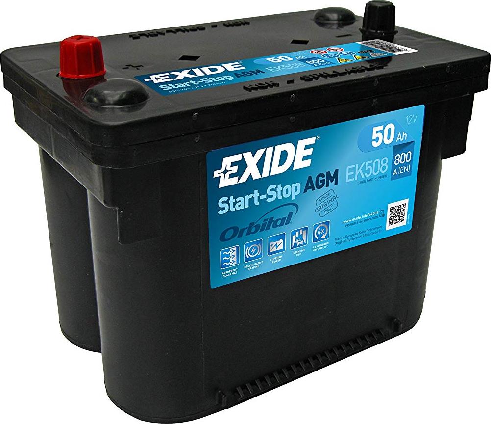 Exide EK508 Start-Stop Exide EK508 Orbital AGM 12V 50Ah 800A Autobatterie SK508