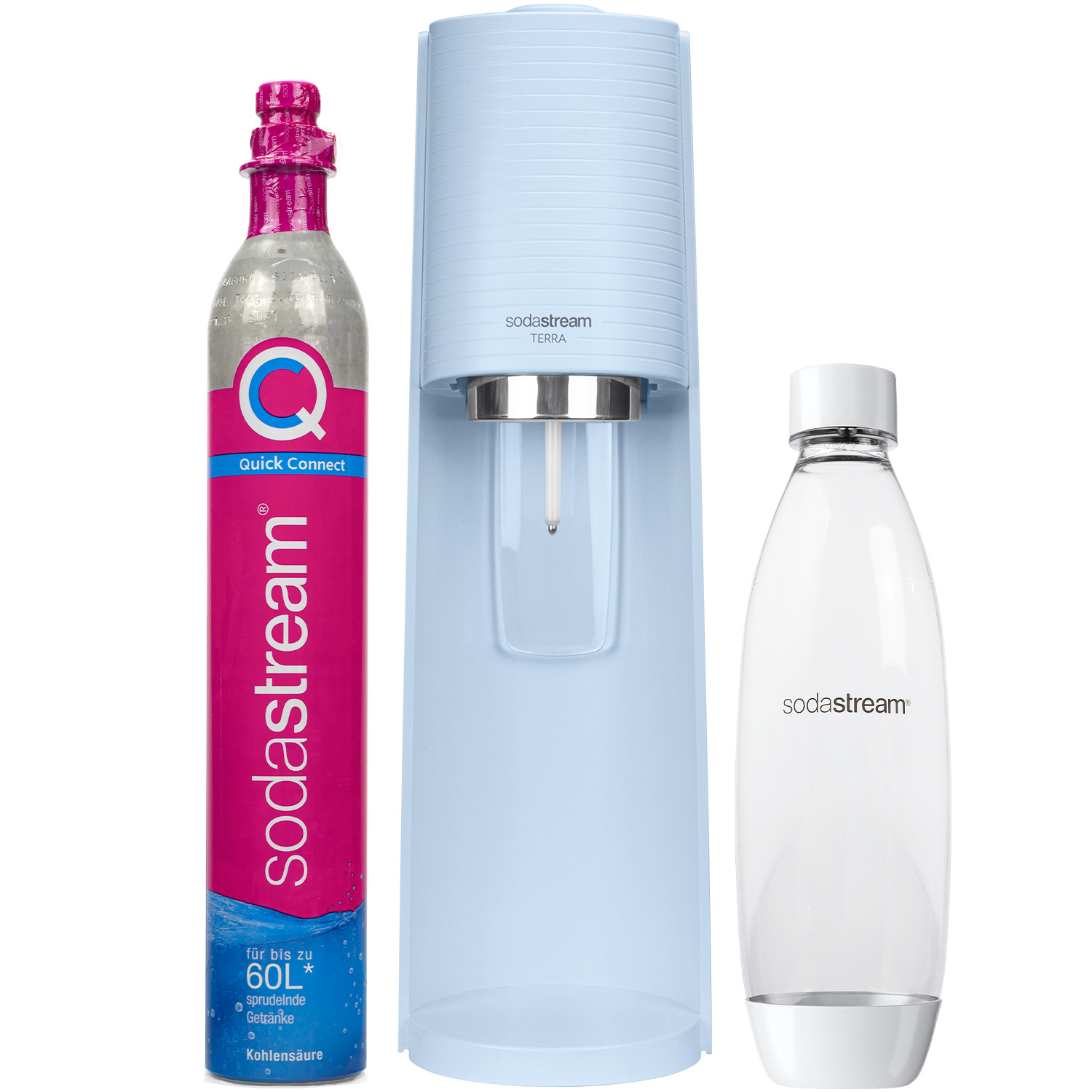Výrobník sódy SodaStream Terra light blue QC s CO2 a 1 litrovou PET fľašou (1012811315)
