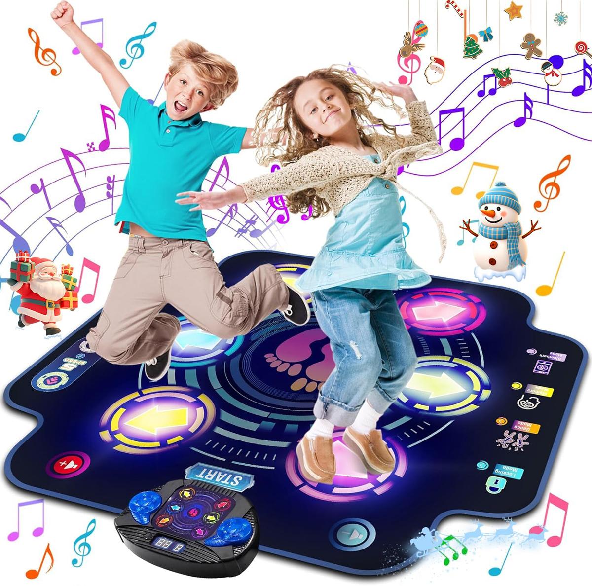 bedee Tanzmatte, Musikmatte, 6-Tasten-Rhythmus-Step-Spielmatte, elektronisches Tanzpad mit Bluetooth, LED-Leuchten