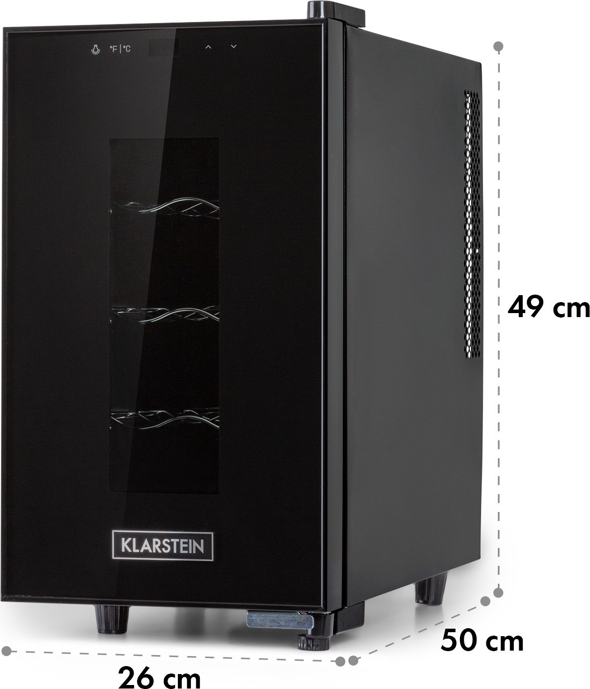 Klarstein Weinkühlschrank, Getränkekühlschrank Schmal, 1 Zone Kühlschrank mit Glastür, Getränkekühlschränke Freistehend, Weinkühlschrank Klein, Weinkühlschränke mit UV-Schutz, 11-18°C, 8 Flaschen 35