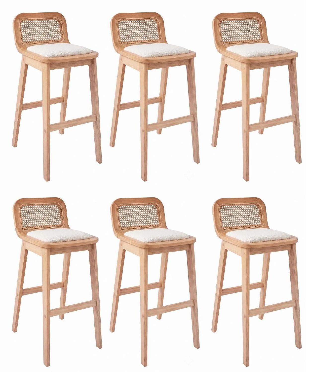 MOB-IN Set Barhocker Eiche, Samt & Wiener Geflecht H65 LUNA
