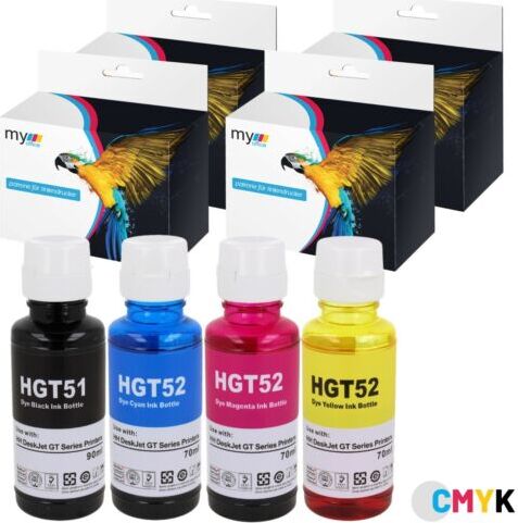 Office Support x4 Tinten My Office für HP "GT51, GT52" DeskJet GT 5810 Ink Tank 115 315 410 415 MOHGT51/52N