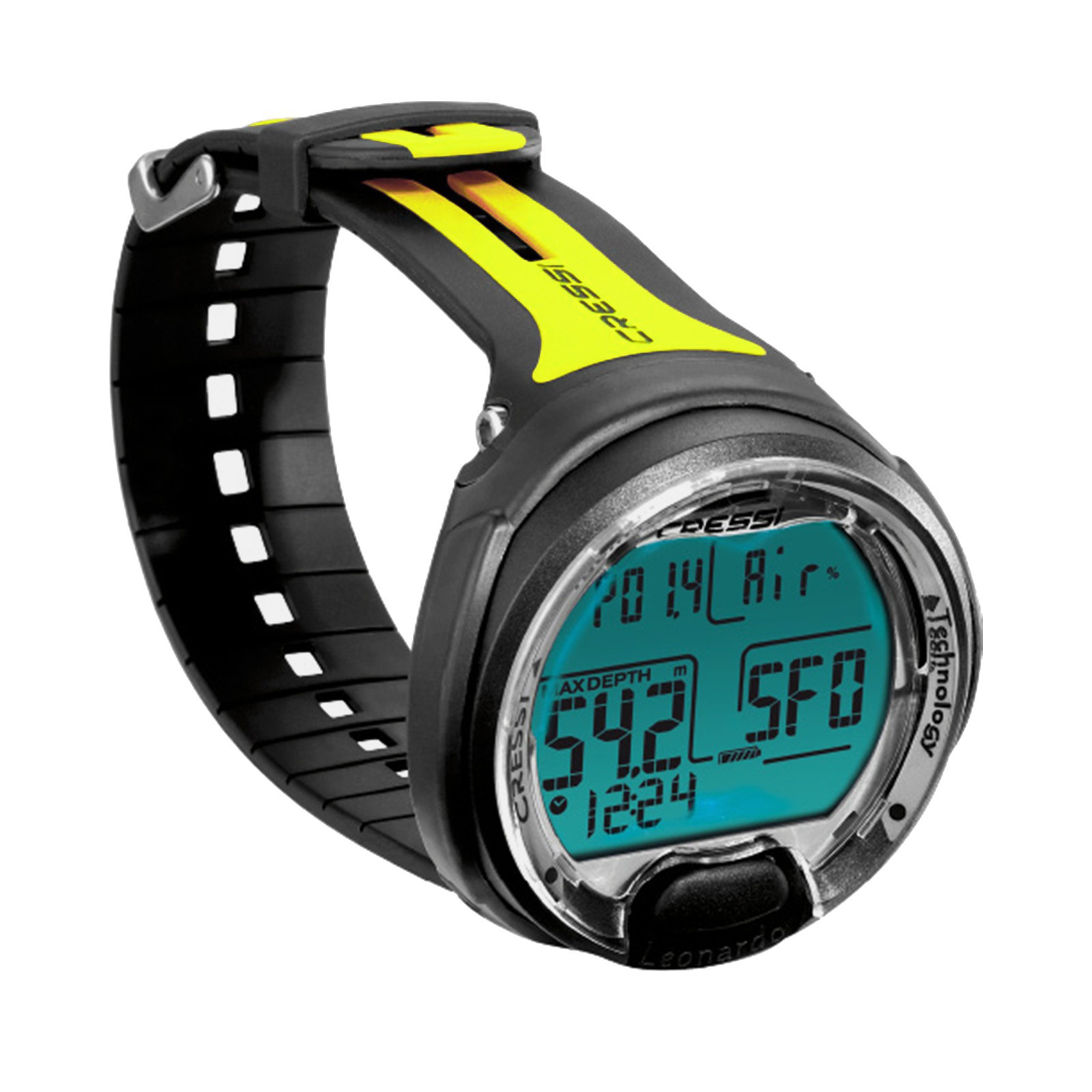 Cressi Tauchcomputer Taucherausrüstung Leonardo Tauchen Wassersport Schwarz Gelb CRE_Leonardo_BKYL