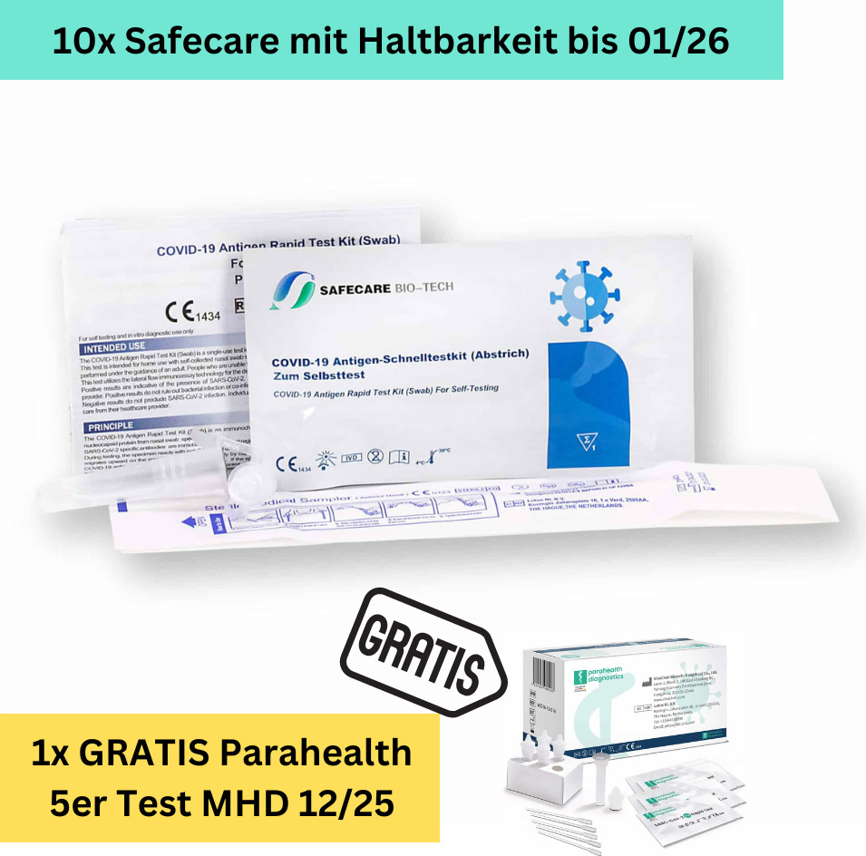 Safecare Biotech (Hangzhou) Co. 10x SAFECARE BIOTECH COVID-19 Antigen Schnelltest Test | CE 2934 | MHD 01/26 | Corona Selbsttest Laientest Nasal 1er Test