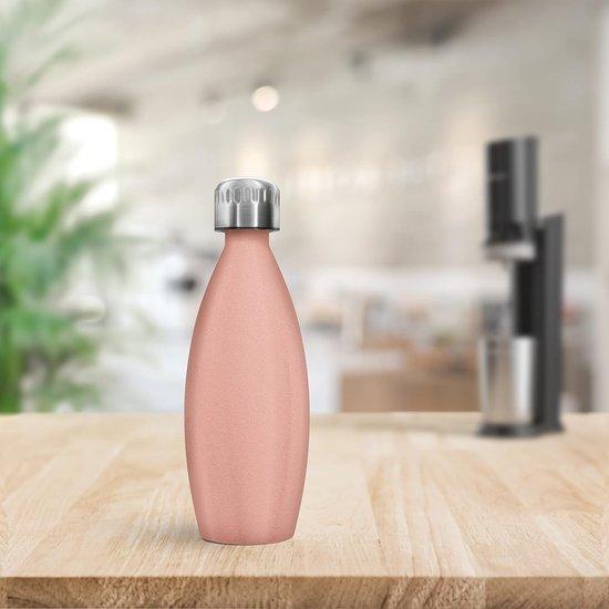Unyqoos® Edelstahl-Trinkflasche 0,9 L – Premium extra groß, rosa – kompatibel mit SodaStream Crystal, spülmaschinenfest, für kohlensäurehaltige Getränke