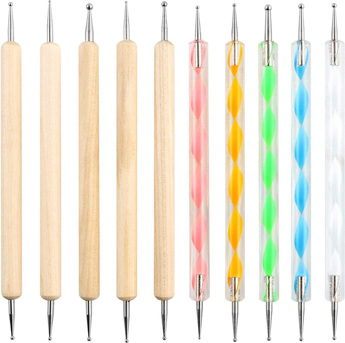 Markenlos Nail Art Werkzeugsatz - Dotting Pen 10-teilig für Musterprägung - Nail Art Werkzeug