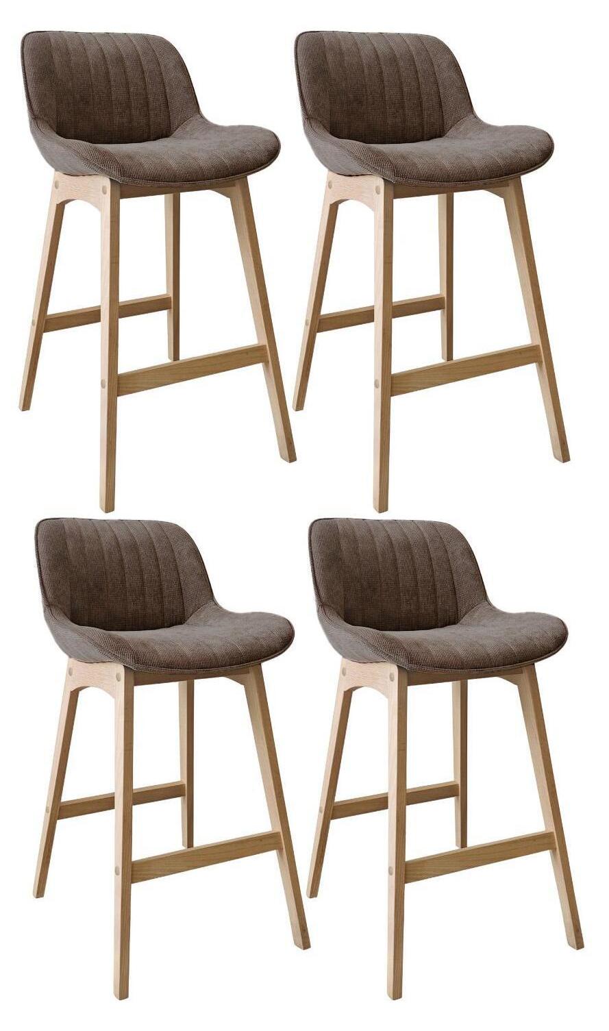 MOB-IN NORDEN Barhocker-Set Eiche & Cord-Samt H75cm