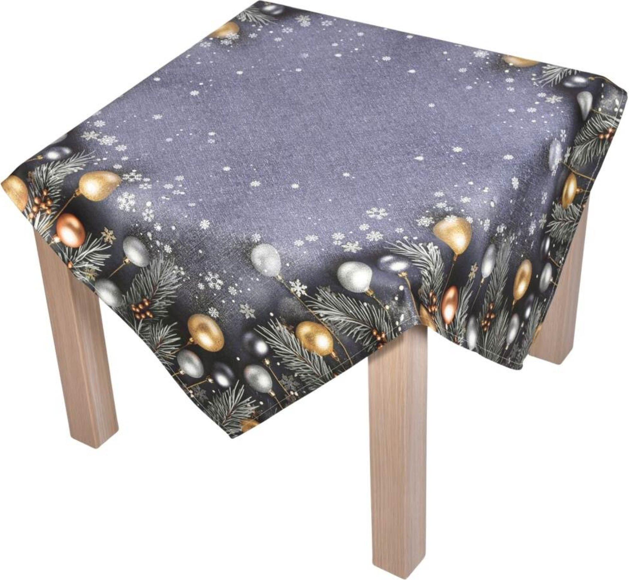 Forbyt Weihnachtliche Tischdecke Tannennadeln und Fläschchen CYH5918C 85x85 cm