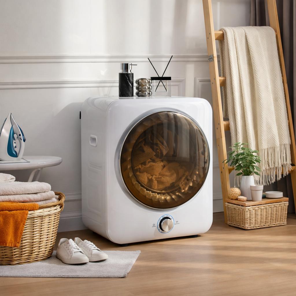 Merax Mini Wäschetrockner 3kg, 1350W Ablufttrockner mit 8 Programme und 65 dB leise, wandmontierbar, Doppelfilter ohne Verbrauchsmaterial, weiß