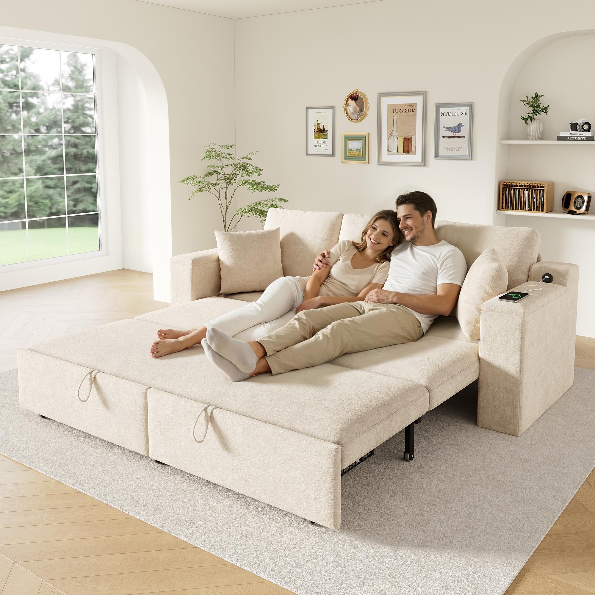 Merax 3-in-1 Schlafsofa, Multifunktionales Sofa mit