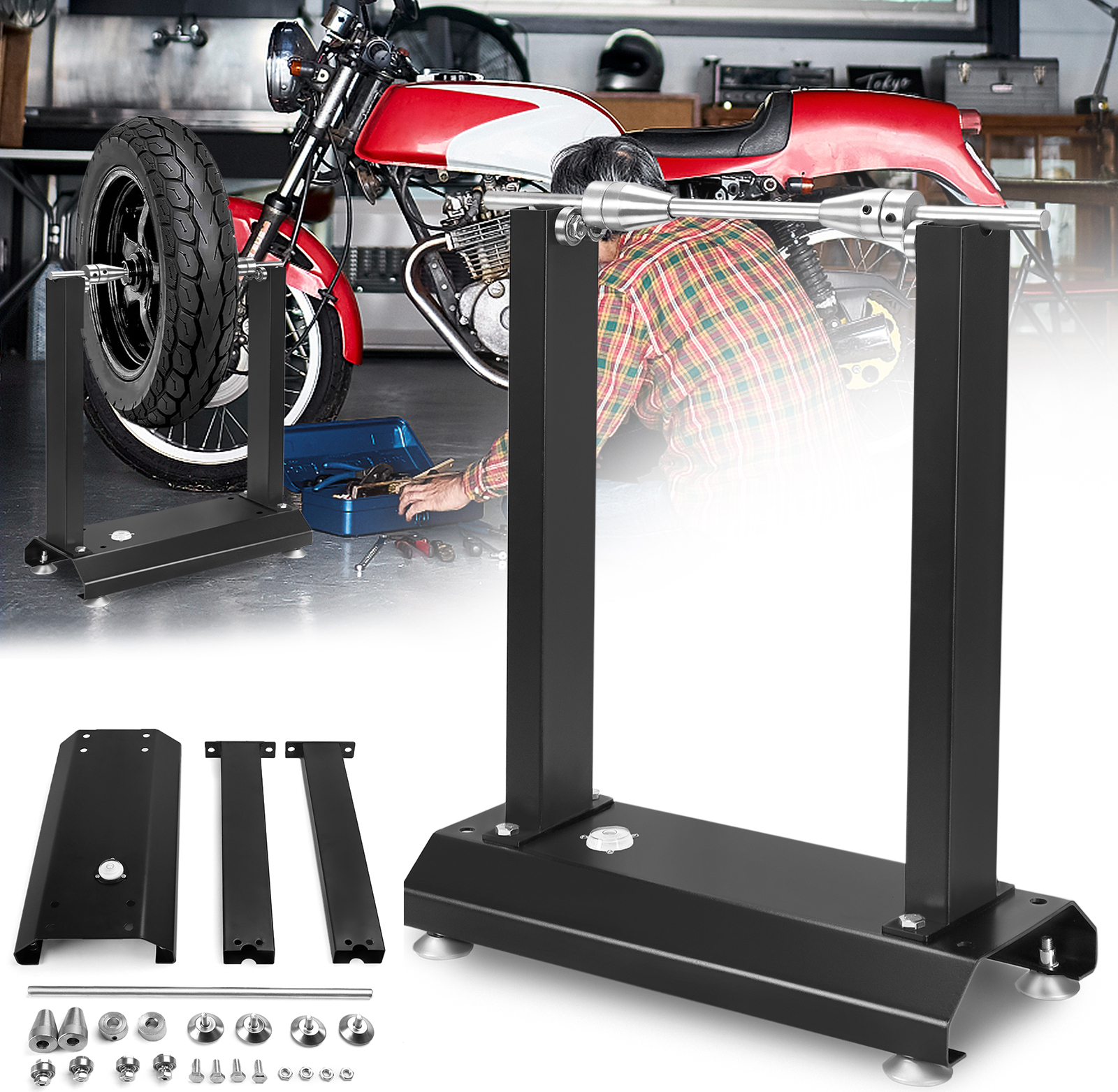 XMTECH Motorrad Adauswuchtmaschine Radauswuchtmaschine Auswuchtständer Wartungsgestell Auswuchtbock Set für Motoräder
