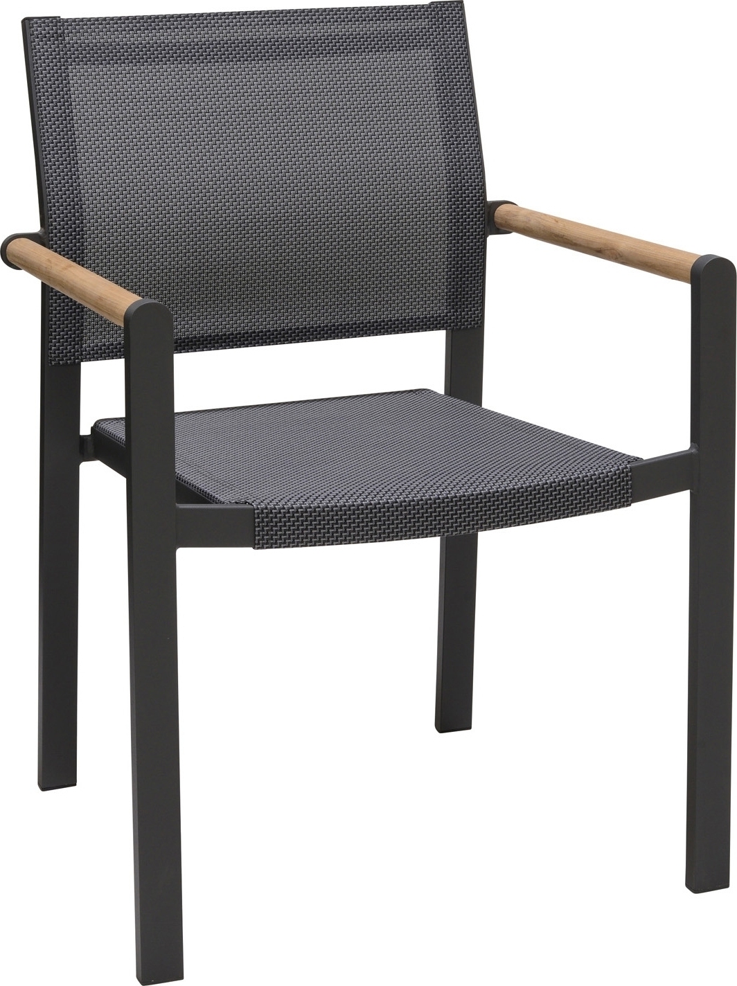 Gartenstuhl - Anthrazit - Textilen - Aluminiumrahmen - Teak - stapelbar