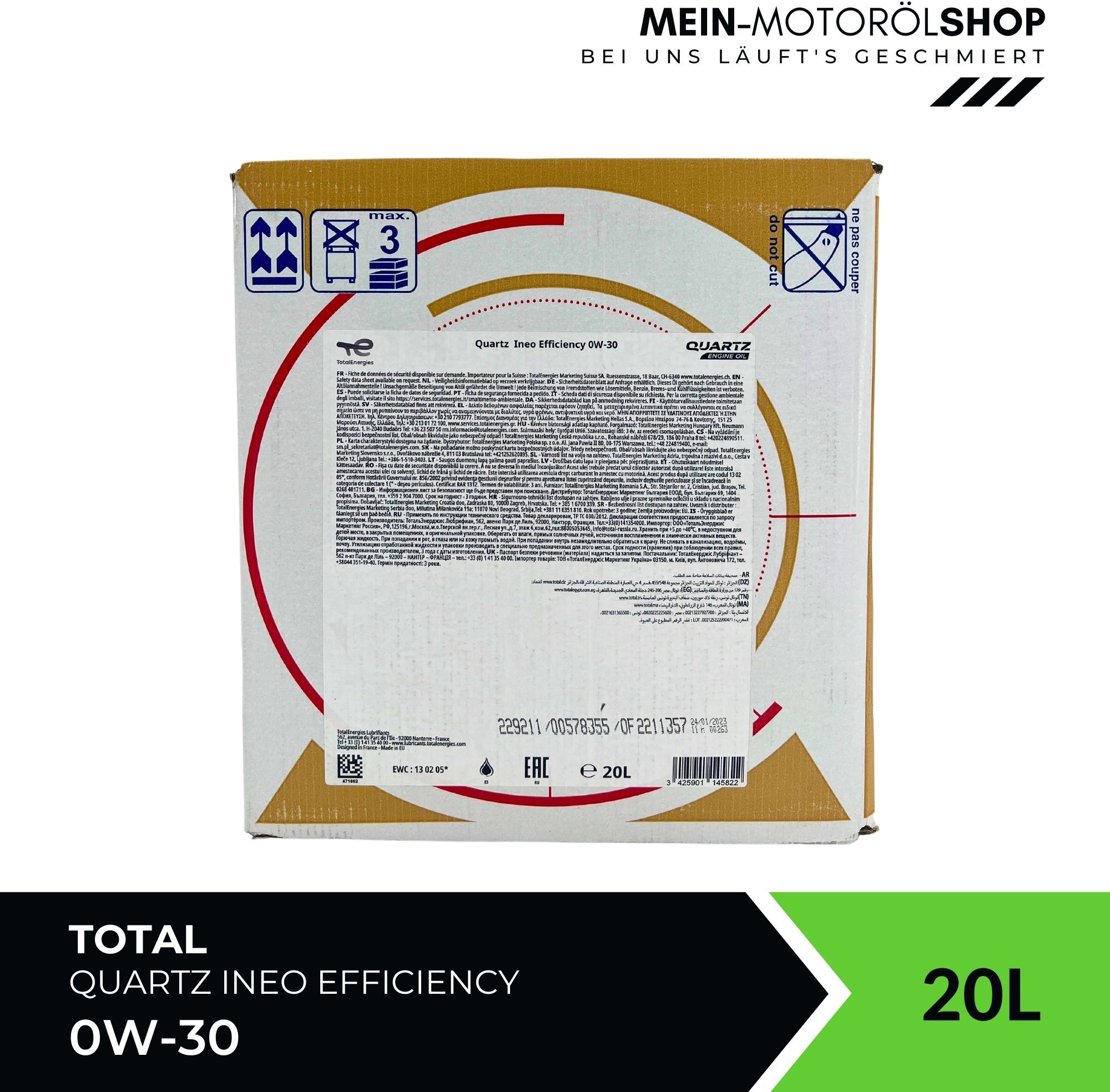 Total Quartz Ineo Efficiency 0W-30 20 Liter BAG-IN Box 27