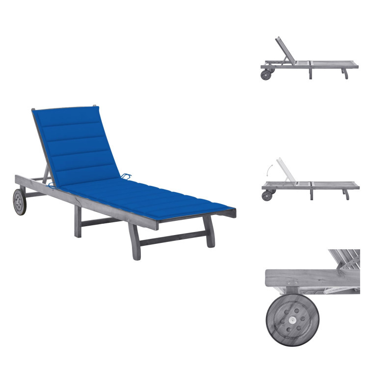 vidaXL Lehátko s vankúšom sivé akáciové masívne drevo - Lehátka