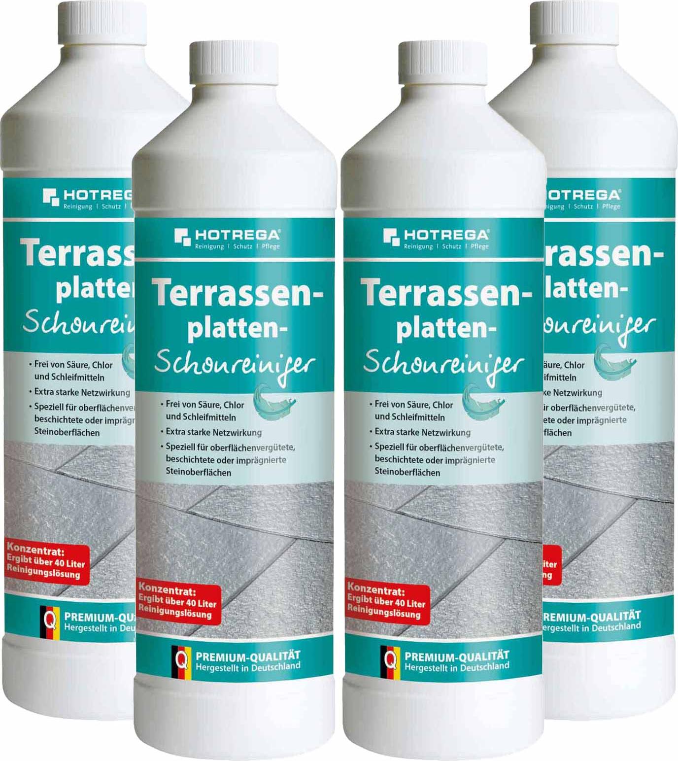 HOTREGA Terrassenplatten Schonreiniger 1 Liter - Steinreiniger Materialschonendes Konzentrat