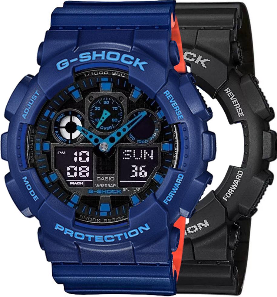 Zegarek Casio G-Shock SET GA-100-1A2ER + BEZEL 10527398 + PASEK 10527467 20BAR