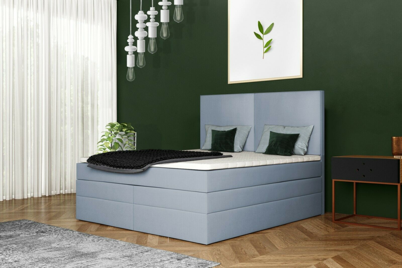 Skriňová posteľ Grekpol Torino 140x200cm s matracom Bonell a TFK H3 a topperom, čalúnená posteľ s podnožou Tkanina: Riviera 80