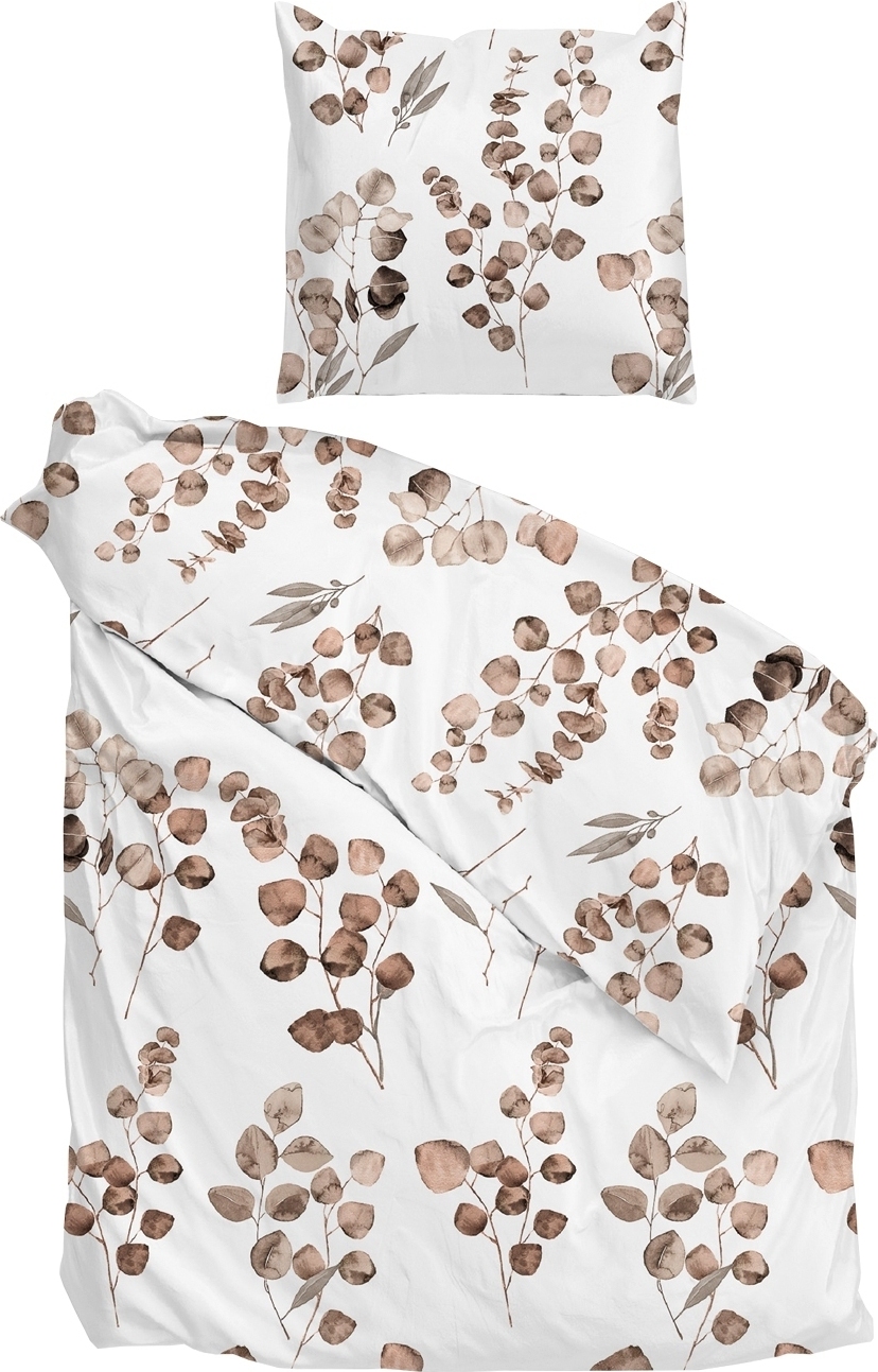 HNL Living Bettwäsche - Beige - Weiß - 135 x 200 cm - mit Reißverschluss PL480-01-BW 135