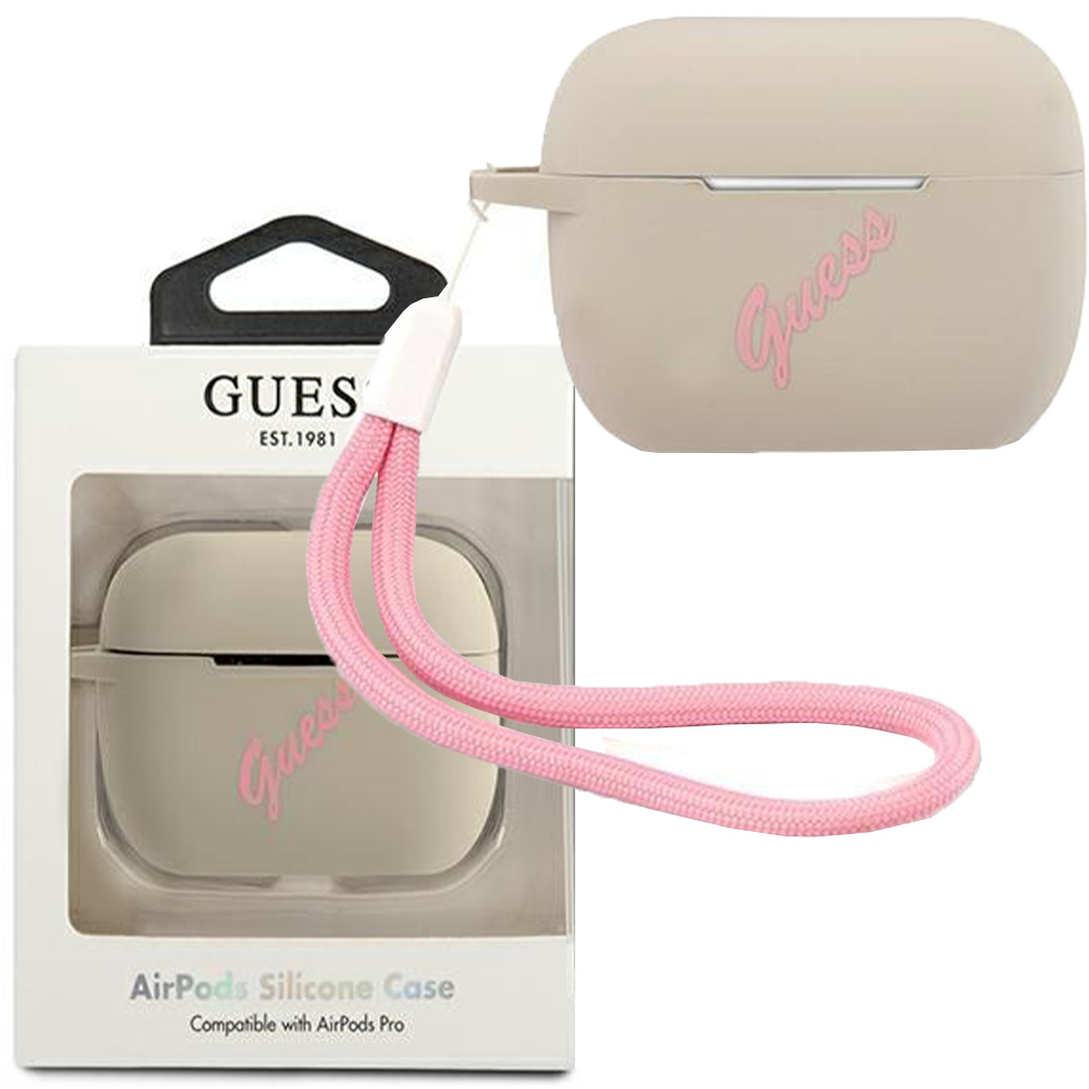 Guess GUACAPLSVSGP púzdro na Airpods PRO grey pink Silicone Vintage