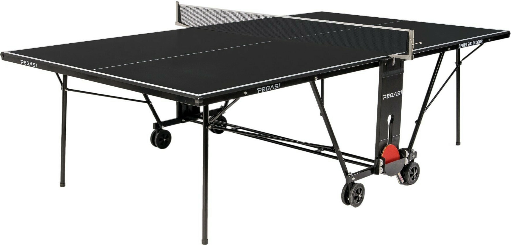 Pegasi Tischtennisplatte 700 - Tischtennisplatte Indoor - Faltbare Tischtennistisch - Klappbar - Original Tischtennistisch - Mit Rädern - Beweglich - Schwarz PEG-T700IN-BLACK