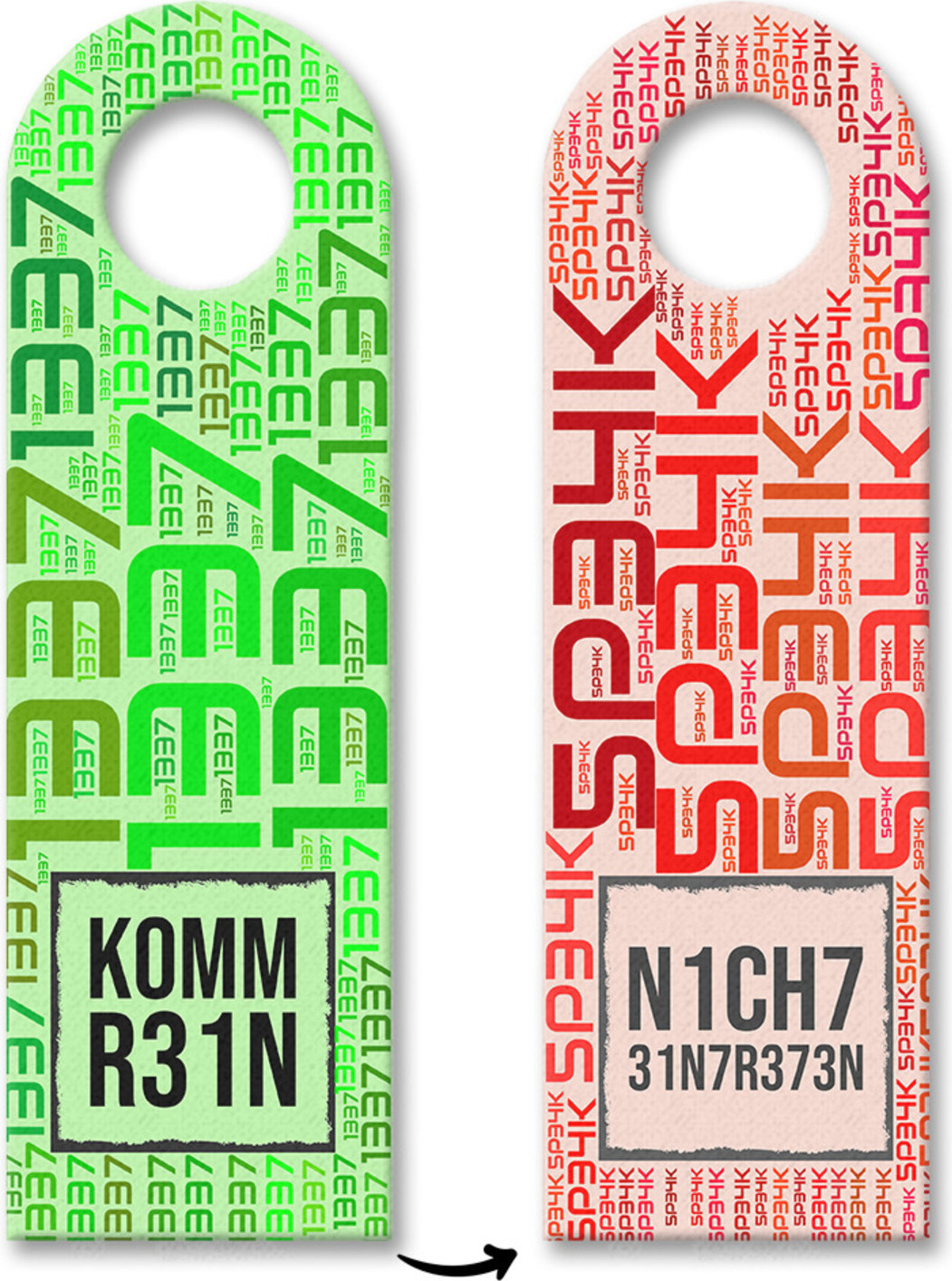 speecheese Türhänger Komm Rein - Nicht Eintreten 1337 5P34K Leet Speak