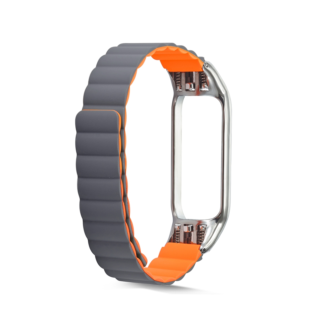 Pre Xiaomi Mi Band 4 / 3 Vysokokvalitný plastový / silikónový remienok Smart Sport Strap Grey / Orange