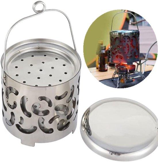 OEM Portable RVS Campingheizgerät - 10,3 × 11 cm - Miniatur - Campingreise - Familien - Reisezugang - Silber 2026