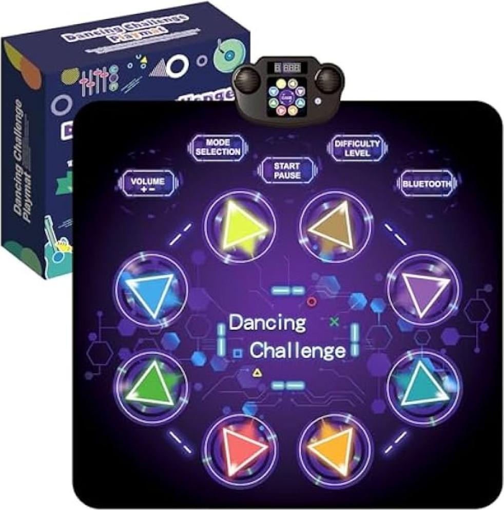Crrynuo Tanzmatte, Wiederaufladbar Tanzmatte fš¹r Kinder ab 3 4 5 6 7 8 9 10 11 12 Jahre, Musikmatte mit 8 LED Leuchten und Blu KAU-LR-UN-CPK-20251210-8