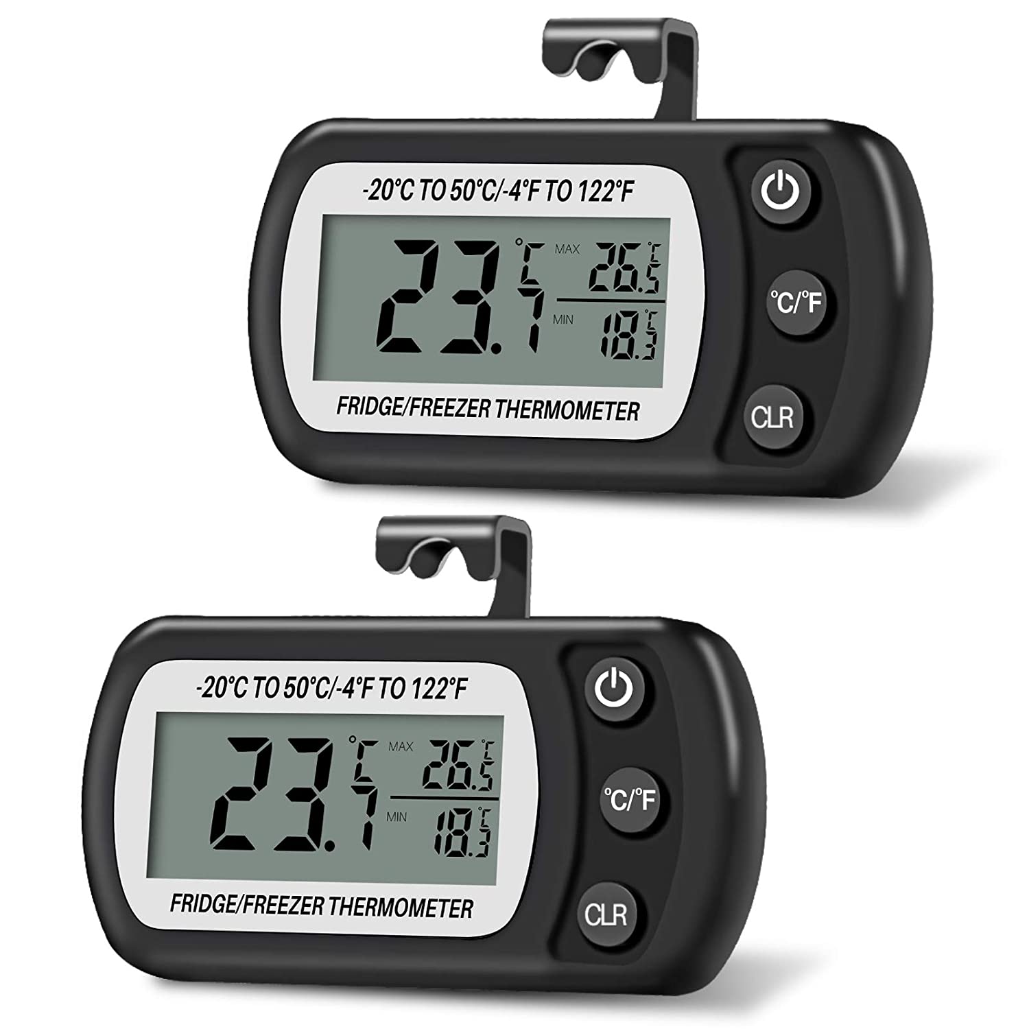 Digital Kühlschrank & Gefrierschrank Funk-Thermometer 2 Funk-Sensoren Weiß NEU 