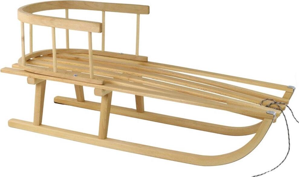 Leantoys Holzschlitten mit Rückenlehne und einer Schlittenreihe