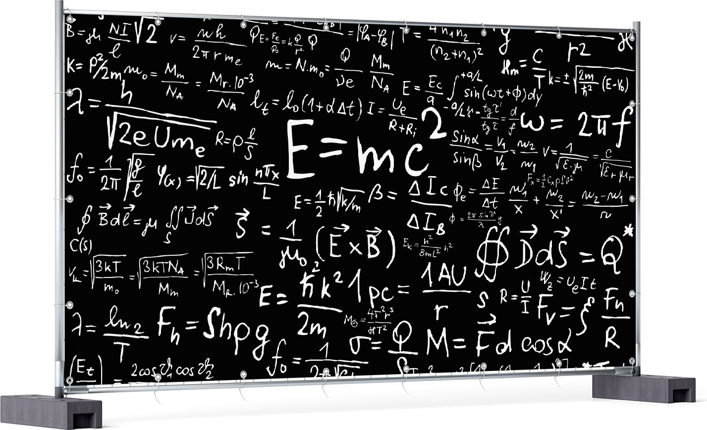 Wallario XXL Outdoor-Poster für Garten oder Balkon, Motiv Mathematische Formeln Relativitätstheorie, in ca. 340 x 173 cm goban0343-340173
