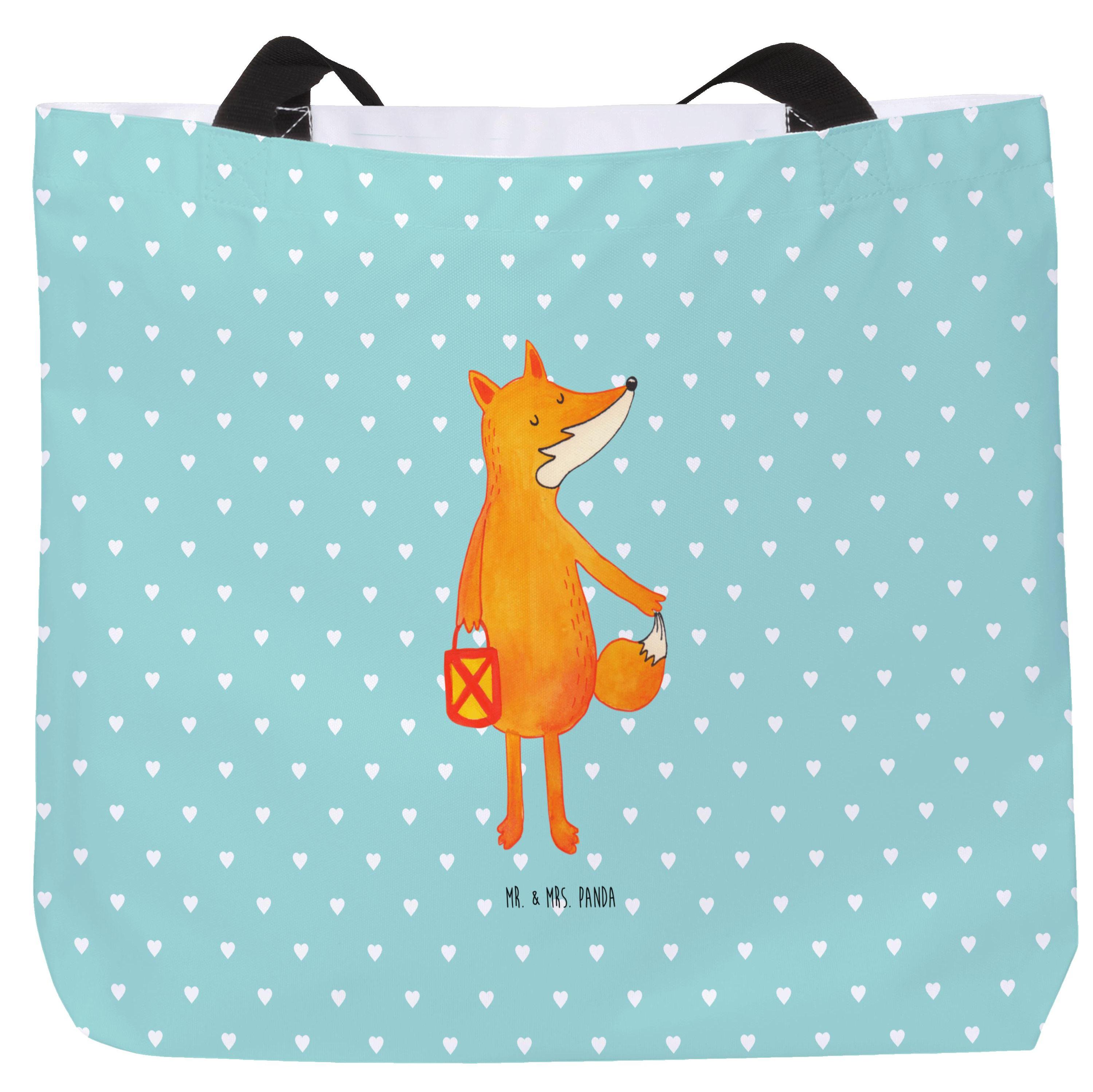 Mr. & Mrs. Panda Beutel Fuchs Laterne - Türkis Pastell - Geschenk, Sankt Martin, Stoffbeutel, Tote Bag, Schultasche, Laternenumzug, Reisetasche, Strandtasche, Tasche PD-993624-STANDARD