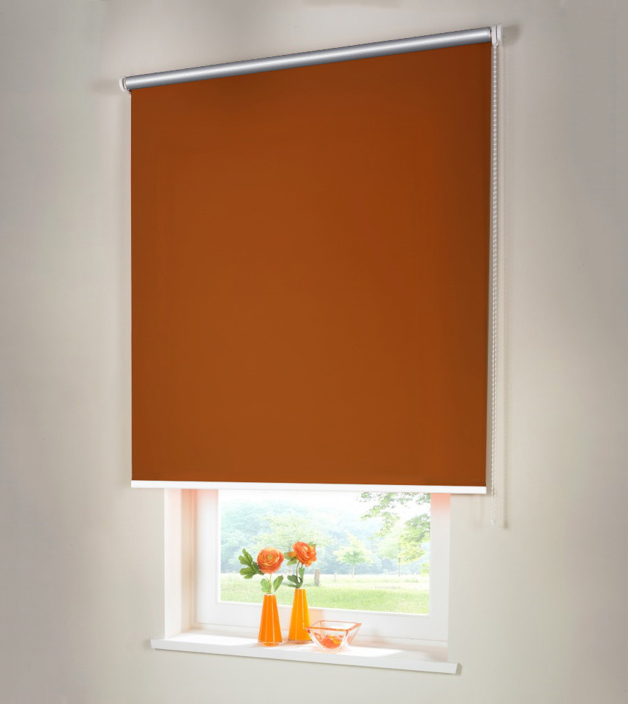 Sonnenschutz-HH Seitenzugrollo Verdunkelungsrollo THERMO 105 x 100 cm orange-terracotta Kettenzugrollo lichtundurchlässig 38354TH-07326