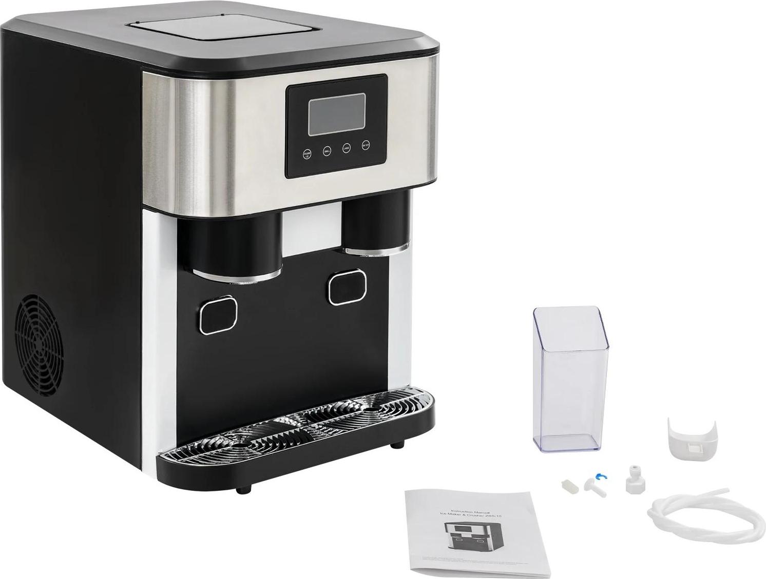 StarTech Eiswürfelbereiter 3-in-1 - Tischgerät - 12 kg/24 h - 7–9 Min Schnelle Eisherstellung - Eiscrusher & Kaltwasser - 220–240 V 50 Hz - Schwarz
