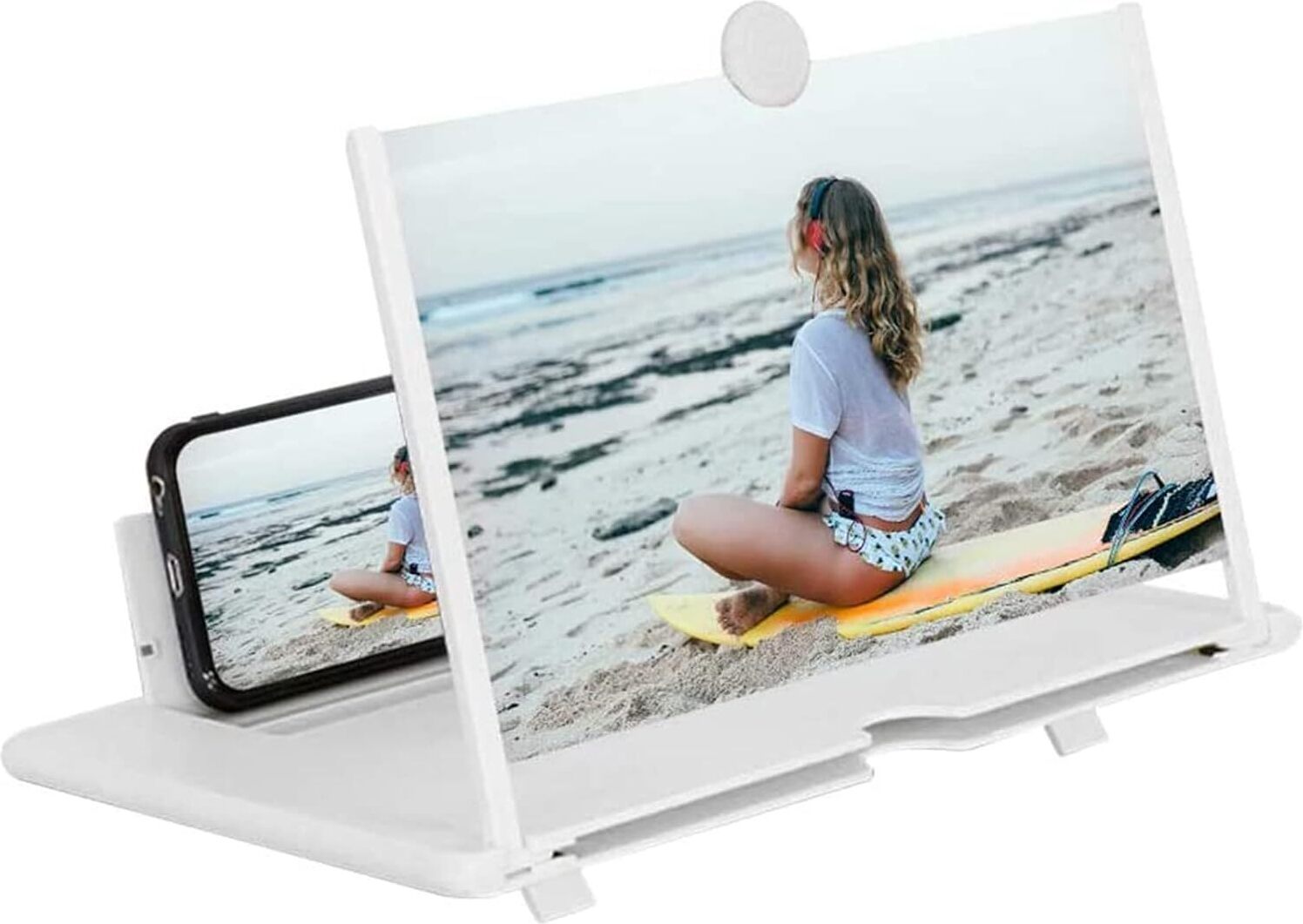 BundiGlassware 12" Bildschirmlupe - 3D Hd-Handy-Lupe Projektorbildschirm Für Filme, Videos Und Spiele - Videos HD Bildschirm gegenBlaulicht für alle SmartphonesWeiß FZZ-0727-KAAMZON81