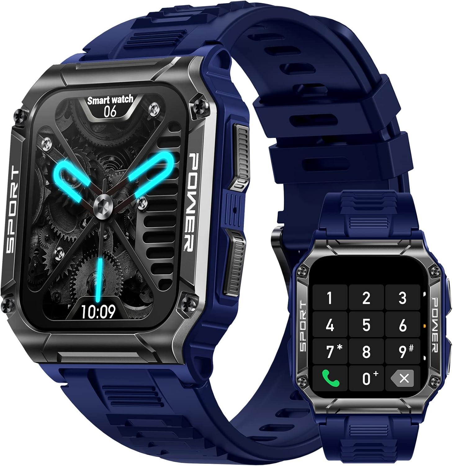 AVUMDA Herren Smartwatch mit Telefonfunktion, 1.95 Zoll HD Outdoor Uhr, 100+ Sportmodi, Herzfrequenz, SpO2, Schlafmonitor, 5ATM wasserdicht