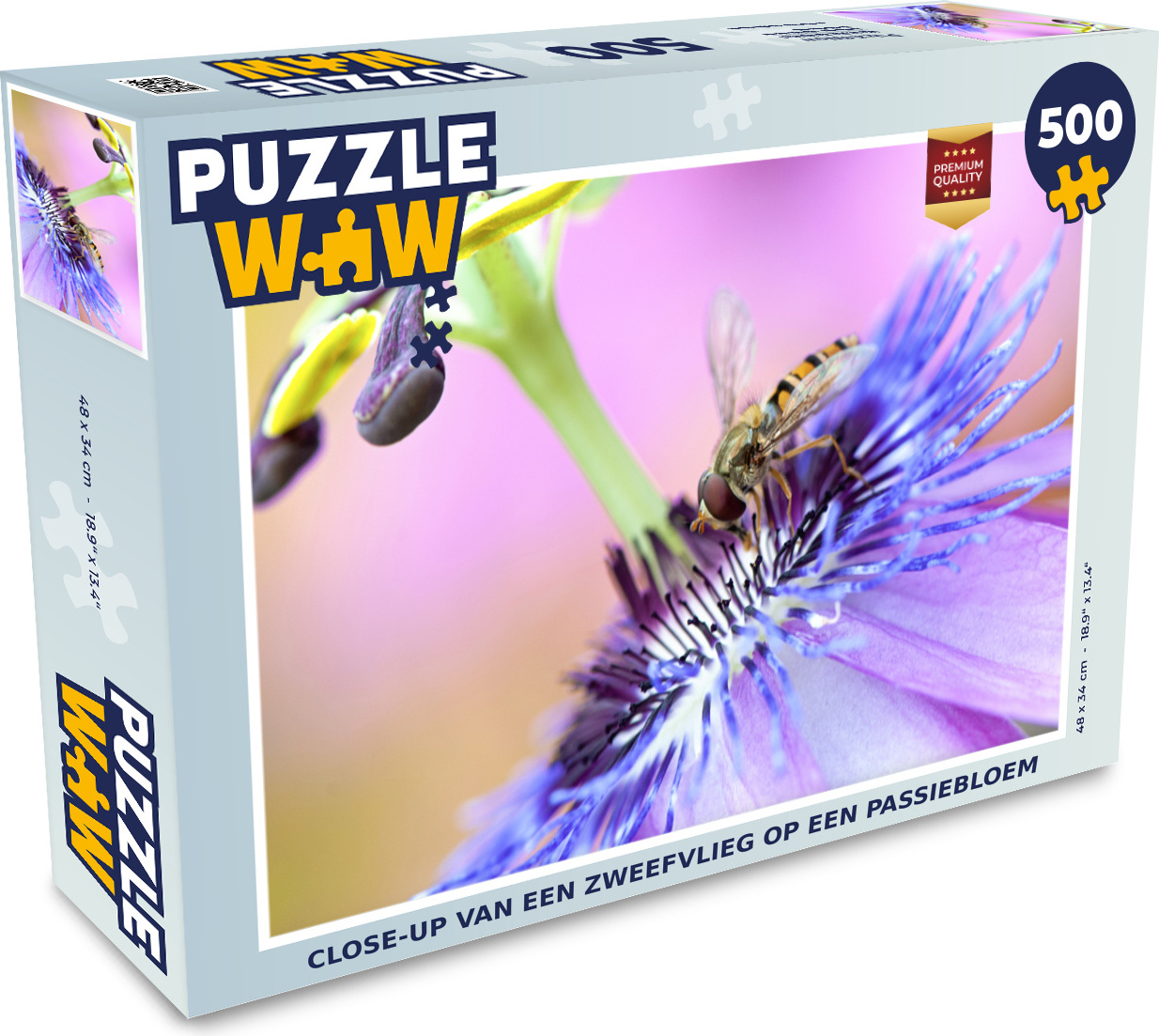 MuchoWow® Puzzle 500 Teile Nahaufnahme einer Schwebfliege auf einer Passionsblume - 500 Teile - Kinder - Selberbauen - Puzzlespiele 137|51130653