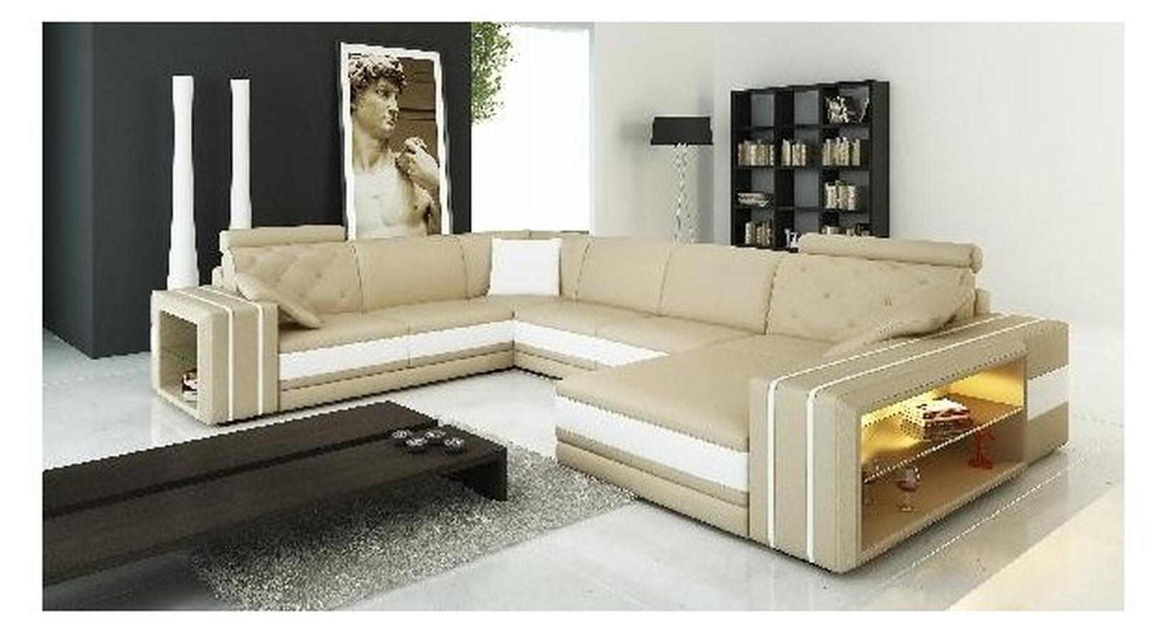 AEA Wohnlandschaft Ecksofa Ledersofa Sofa Couch Polster Sitz Eck Garnitur DonbassW