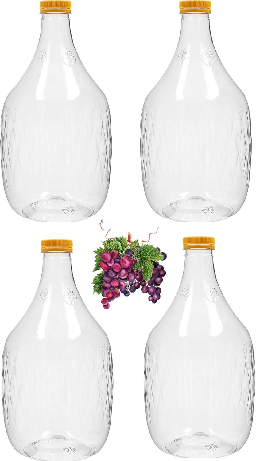 lilawelt24 4 x 5L Weinflasche Weinballon aus Kunstoff GÄRBALLON Ballonflasche Gallone