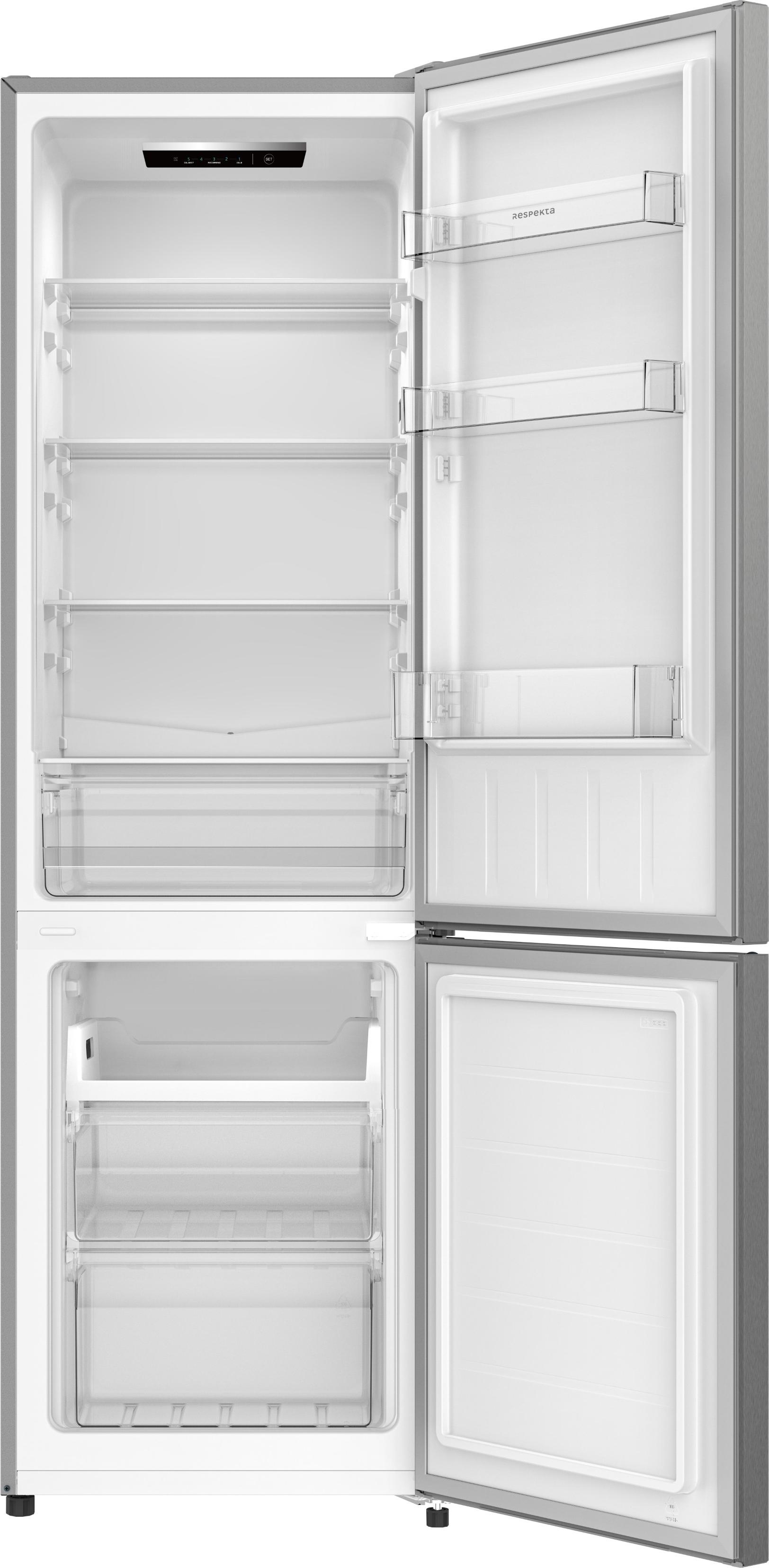 Kühlschrank Kühl Gefrierkombi Standgerät freistehend Inox Look 176 cm Respekta