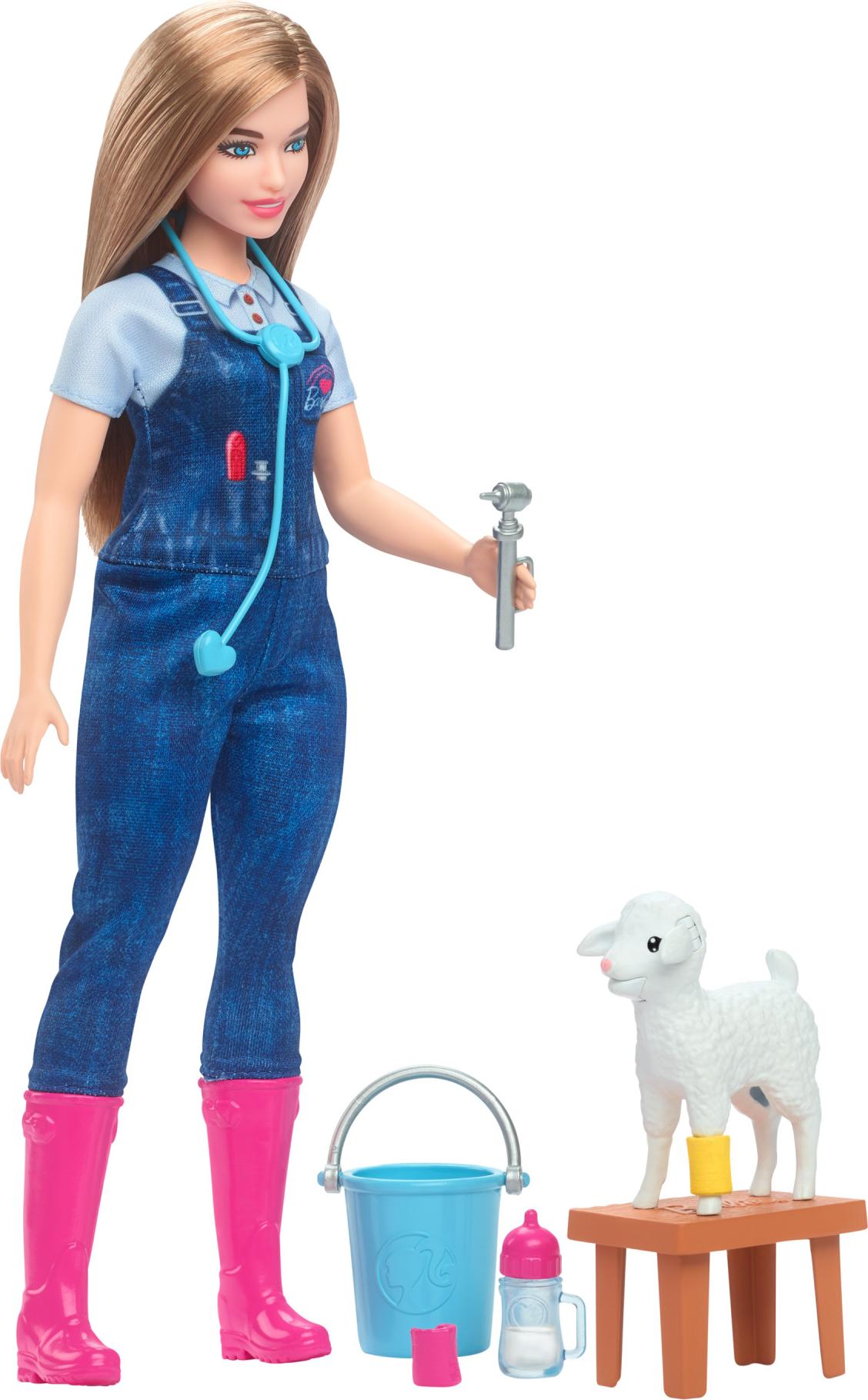 Mattel HRG42 - Barbie - You can be anything - Karriere-Puppe mit Zubehör, Tierärztin auf dem Bauernhof