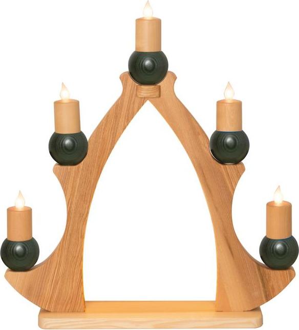 drechslerei-kuhnert Kuhnert Fensterbaum / Fensterdreieck - 5 Kerzen grün 27843