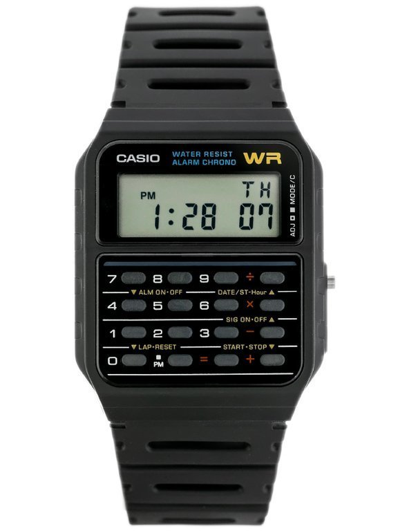 Hodinky Casio CA-53W-1CR Remienok z živice Farba: čierna Číselník LCD Digitálne Uni