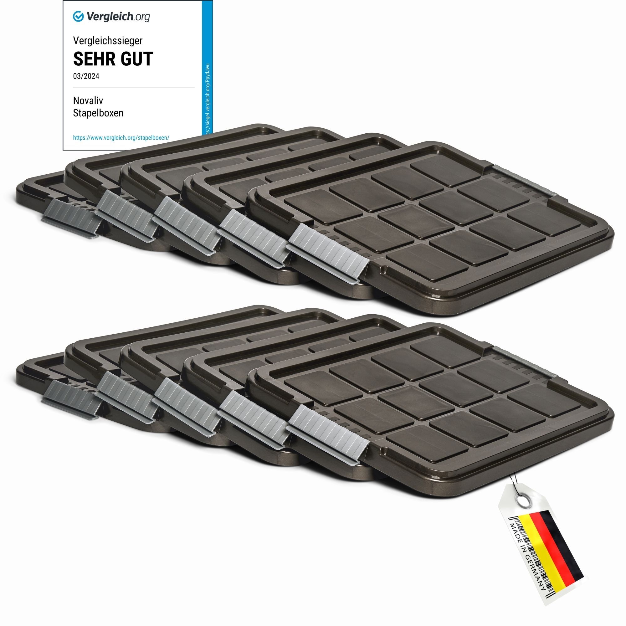 Novaliv 10x Ersatzdeckel für Novaliv 27 Liter mit Clipverschluss 46,5x36,5 cm Antrazit