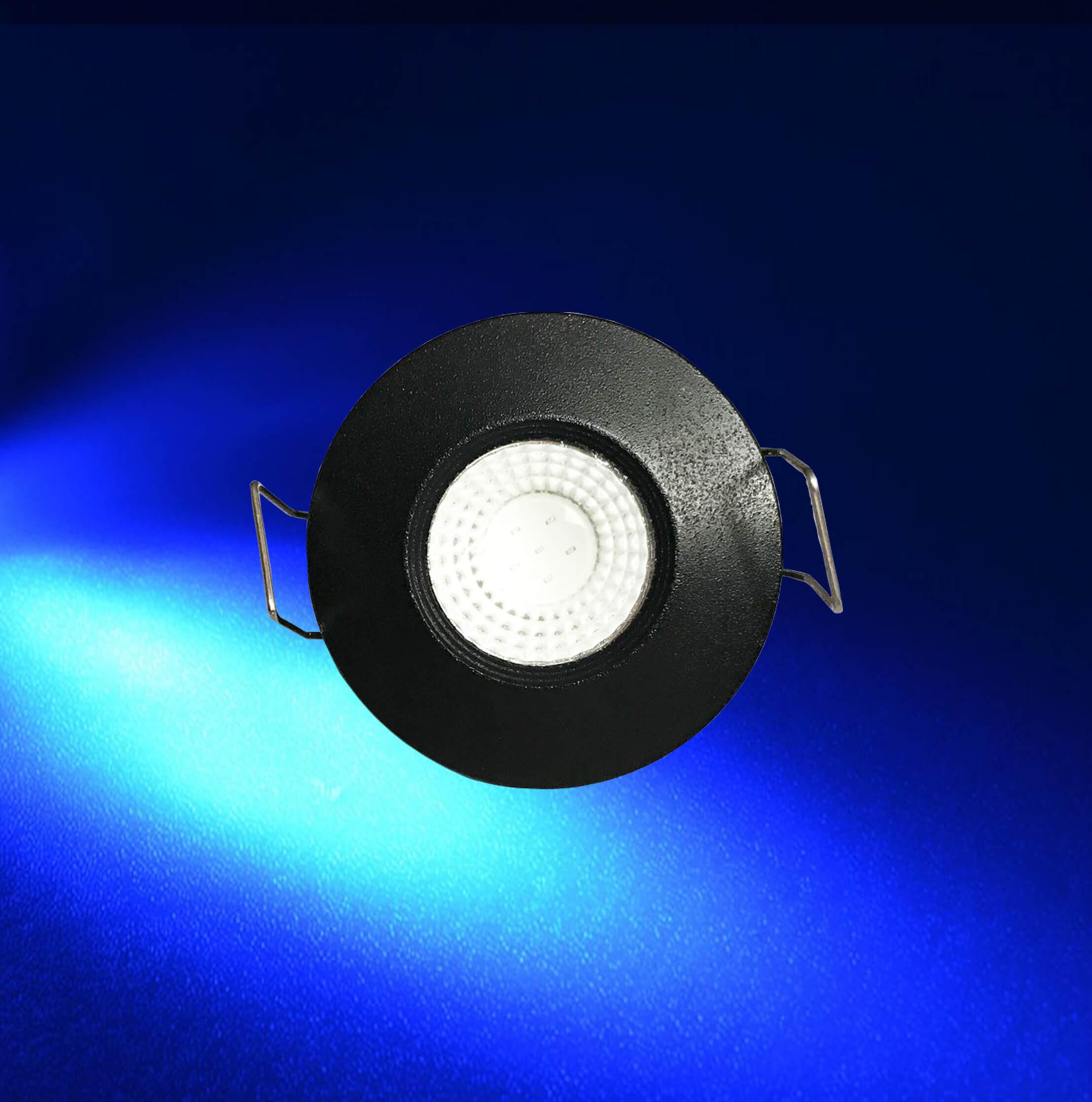 ENERGMiX 3W Mini LED Einbaustrahler Einbauleuchte klein einbau strahler Spot inkl.Trafo mit Schwarzen Rahme Blau Licht