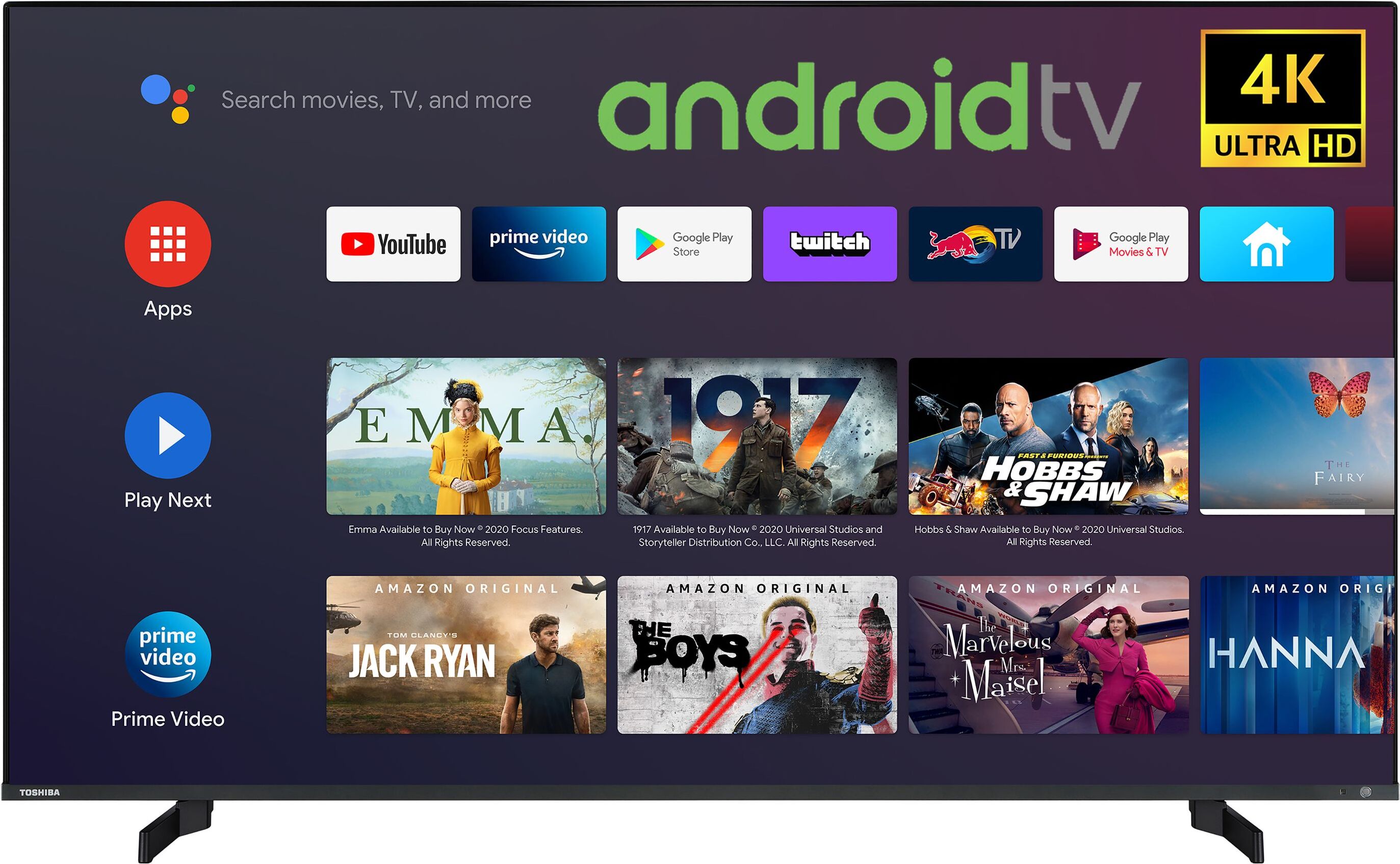 Toshiba 65UA5D63DGY 65 Zoll Fernseher (4K UHD, HDR Dolby Vision, Android Smart TV, zvuk od Onkyo)