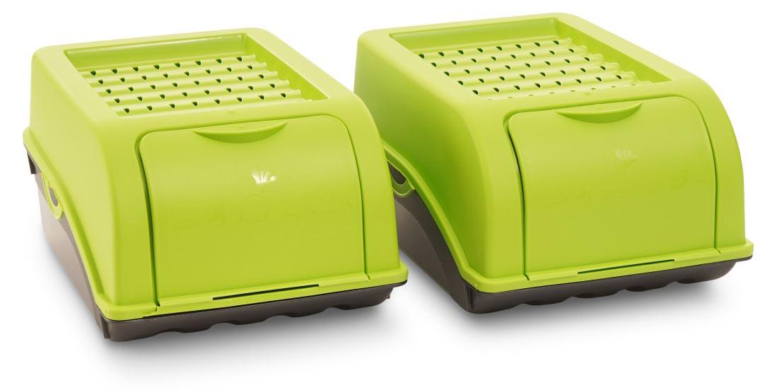 Novaliv 2x Klein 3,5 L Zwiebeltopf grün Zwiebelbox Knoblauchtopf Aufbewahrungsbox Vorratsdose Gemüsebox