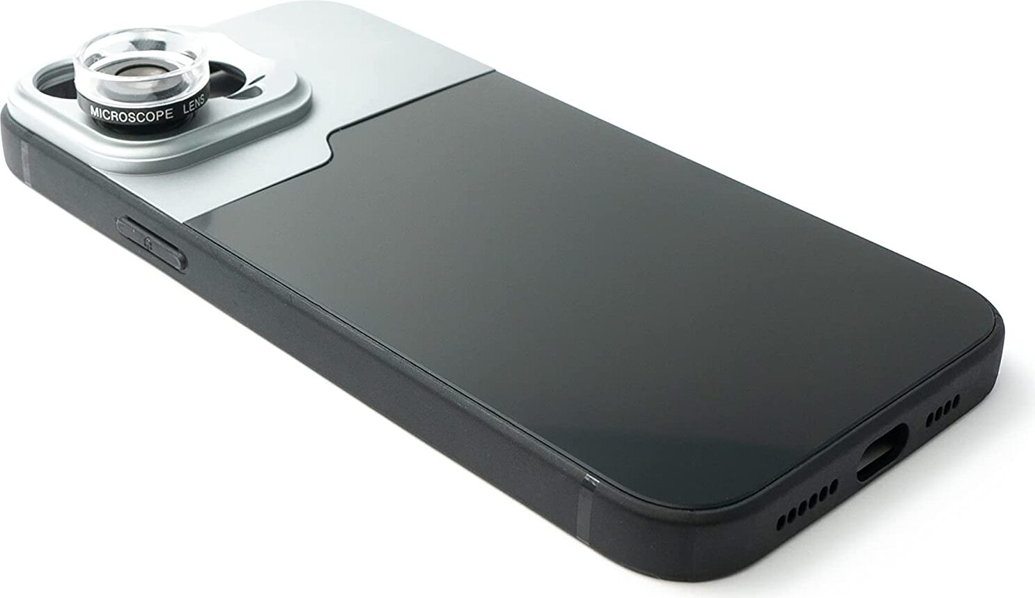 SYSTEM-S Makro Linse 30x Mikroskop Filter mit Hülle in Schwarz für iPhone 14 Pro Max